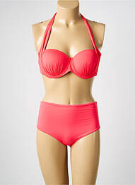 Maillot de bain 2 pièces stretch haut soutien-gorge moulé rose SWEET SECRET femme