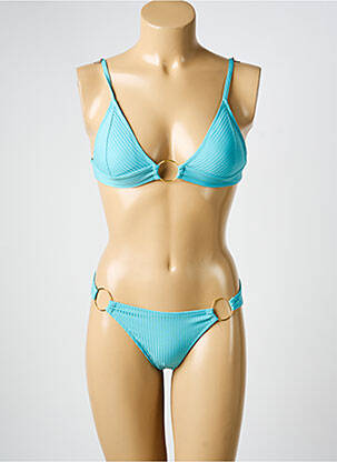 Maillot de bain 2 pièces stretch haut soutien-gorge moulé bleu HIBIKINI femme