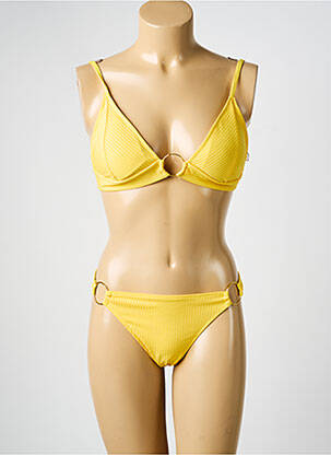 Maillot de bain 2 pièces stretch haut soutien-gorge moulé jaune HIBIKINI femme