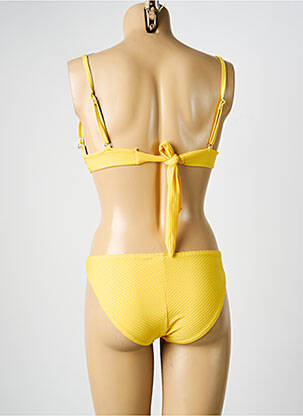 Maillot de bain 2 pièces stretch haut soutien-gorge moulé jaune HIBIKINI femme