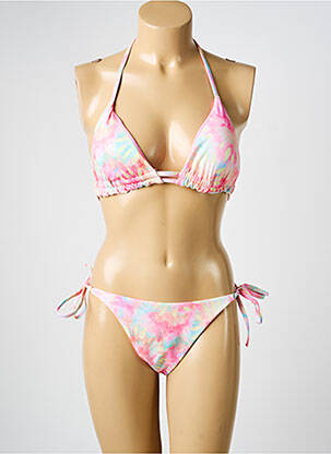 Maillot de bain 2 pièces stretch haut triangles rose MERMAID femme