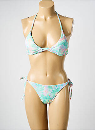 Maillot de bain 2 pièces stretch haut triangles vert MERMAID femme