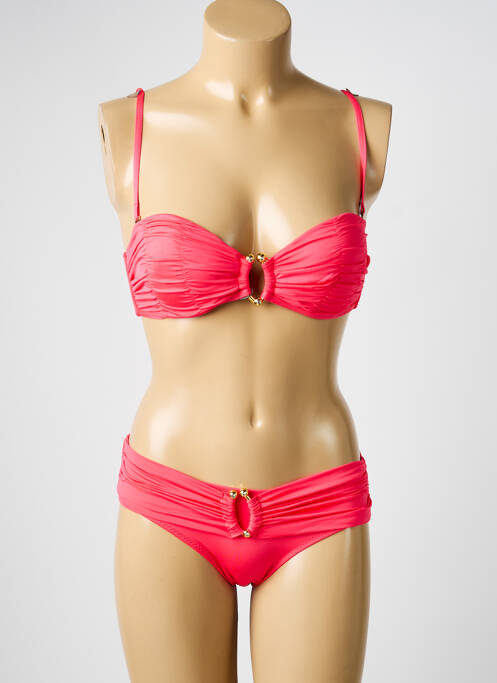 Maillot de bain 2 pièces stretch haut bandeau rose ESTHER QUEEN femme