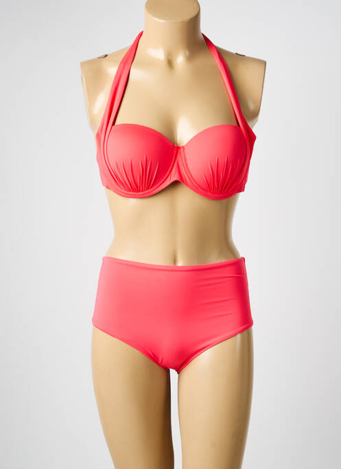 Maillot de bain 2 pièces stretch haut soutien-gorge moulé rose SWEET SECRET femme