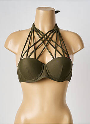Haut de maillot de bain stretch haut soutien-gorge push-up vert ESTHER QUEEN femme