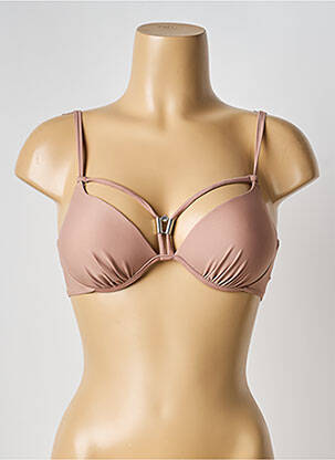 Haut de maillot de bain stretch haut soutien-gorge push-up marron H.NATHALIE femme