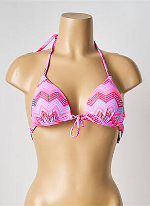 Haut de maillot de bain fermeture liens à nouer haut soutien-gorge push-up rose VIDOYA femme