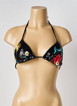 Haut de maillot de bain stretch haut soutien-gorge avec mousse de rembourrage amovible noir POWER FLOWER femme
