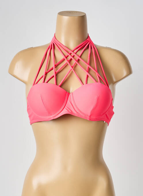 Haut de maillot de bain stretch haut soutien-gorge push-up rose ESTHER QUEEN femme