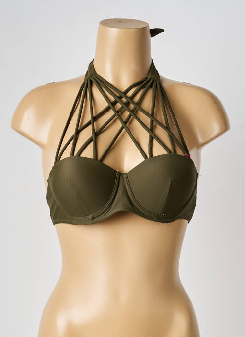 Haut de maillot de bain stretch haut soutien-gorge push-up vert ESTHER QUEEN femme