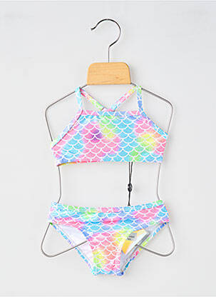 Maillot de bain 2 pièces effet matière satinée rose BIKKI BEACH fille