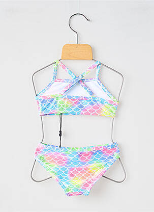 Maillot de bain 2 pièces effet matière satinée rose BIKKI BEACH fille