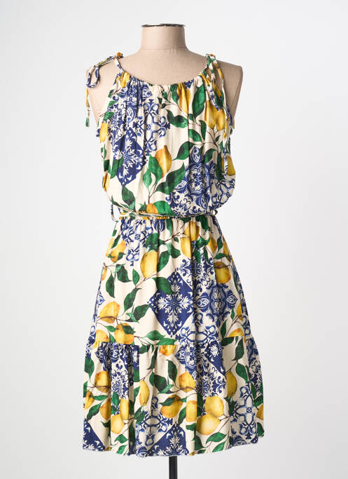 Robe mi-longue imprimé fantaisie fines bretelles bleu ESTEE BROWN femme