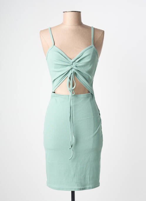 Robe mi-longue col v fines bretelles vert E.D femme
