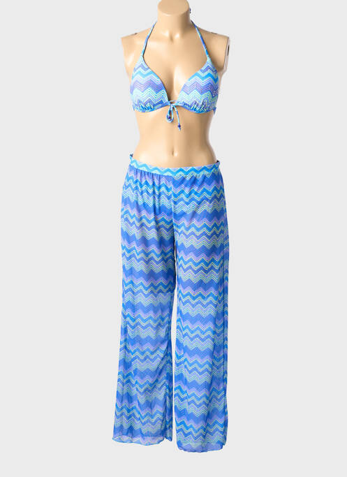 Maillot de bain 2 pièces stretch haut soutien-gorge push-up bleu VIDOYA femme
