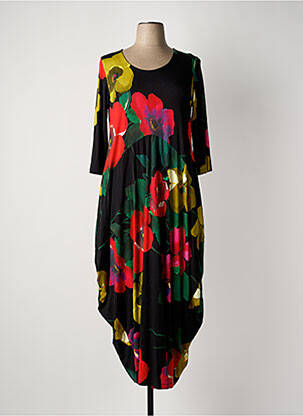 Robe longue manches longues manches longues noir ALEMBIKA femme