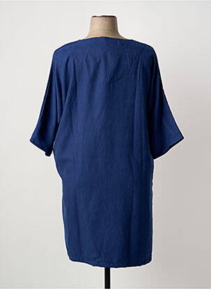 Robe mi-longue manches longues manches longues bleu POISSONS BLANCS femme