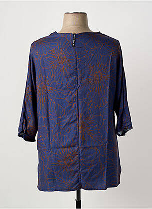Top coupe fluide manches longues bleu POISSONS BLANCS femme