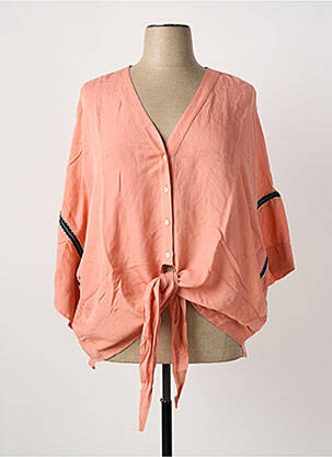 Chemisier tissage popeline manches longues rose MAT. femme