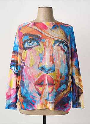 Pull stretch manches longues bleu COULEURS DU TEMPS femme