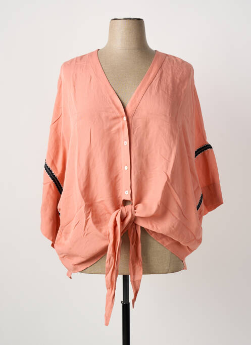 Chemisier tissage popeline manches longues rose MAT. femme