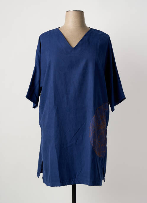 Robe mi-longue bleu POISSONS BLANCS femme