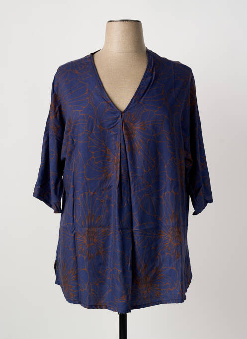 Top bleu POISSONS BLANCS femme