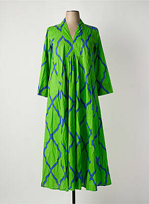 Robe longue imprimé fantaisie manches 3/4 vert HANDPRINT DREAM APPAREL femme