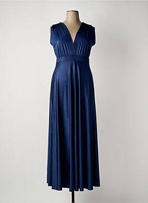 Robe longue manches courtes manches courtes bleu SOPHIA CURVY femme