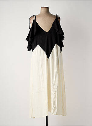 Robe longue manches courtes manches courtes beige MAT FASHION femme