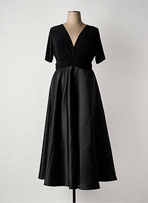 Robe longue manches courtes manches courtes noir SOPHIA CURVY femme
