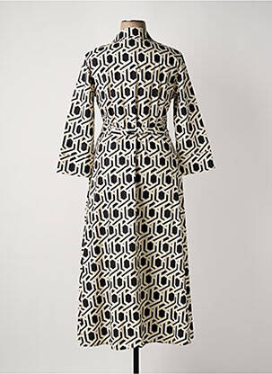 Robe longue tissage popeline manches 3/4 blanc WHITE LABEL femme