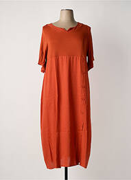 Robe longue manches courtes manches courtes orange SOPHIA CURVY femme