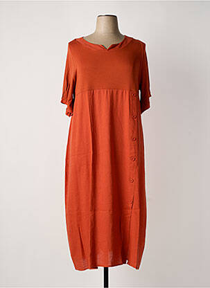 Robe longue manches courtes manches courtes orange SOPHIA CURVY femme