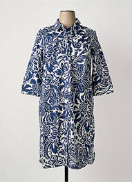 Robe mi-longue imprimé fantaisie manches courtes bleu WHITE LABEL femme