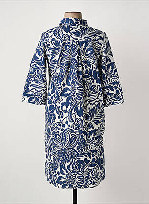 Robe mi-longue imprimé fantaisie manches courtes bleu WHITE LABEL femme