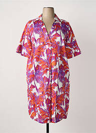 Robe mi-longue imprimé fantaisie manches courtes violet WHITE LABEL femme