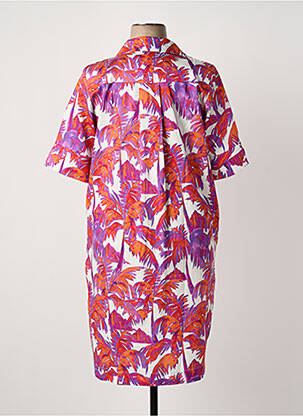 Robe mi-longue imprimé fantaisie manches courtes violet WHITE LABEL femme