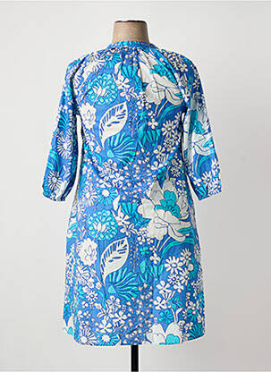 Robe mi-longue imprimé fantaisie manches courtes bleu HANDPRINT DREAM APPAREL femme