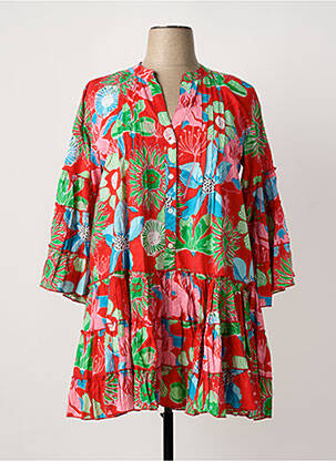 Robe courte manches 3/4 manches 3/4 rouge HANDPRINT DREAM APPAREL femme