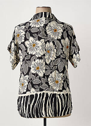 Blouse tissage popeline manches courtes noir COULEURS DU TEMPS femme