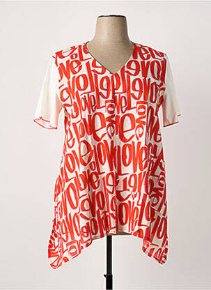 Blouse tissage popeline manches courtes rouge FRANCK ANNA femme