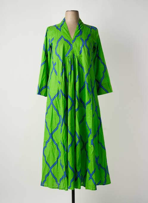 Robe longue imprimé fantaisie manches 3/4 vert HANDPRINT DREAM APPAREL femme