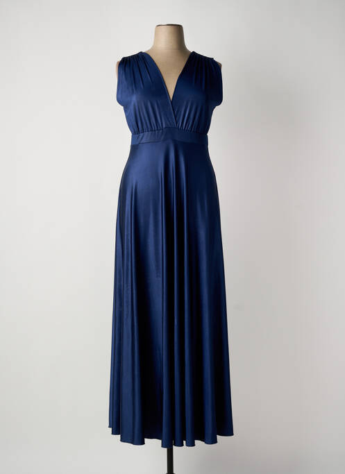 Robe longue manches courtes manches courtes bleu SOPHIA CURVY femme
