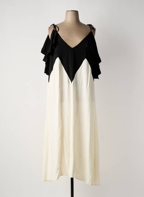 Robe longue manches courtes manches courtes beige MAT FASHION femme