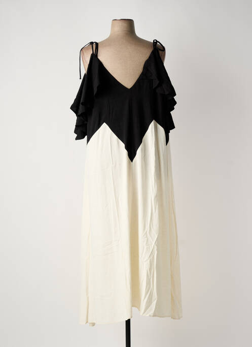 Robe longue manches courtes manches courtes beige MAT FASHION femme