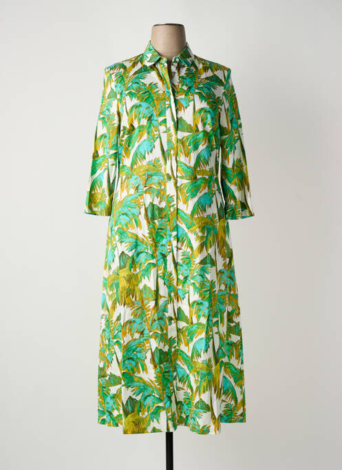 Robe mi-longue manches 3/4 manches 3/4 vert WHITE LABEL femme