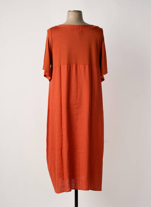 Robe longue manches courtes manches courtes orange SOPHIA CURVY femme
