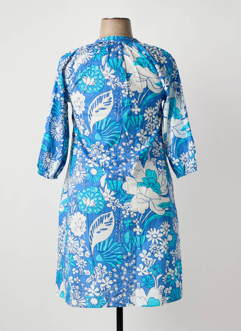 Robe mi-longue imprimé fantaisie manches courtes bleu HANDPRINT DREAM APPAREL femme