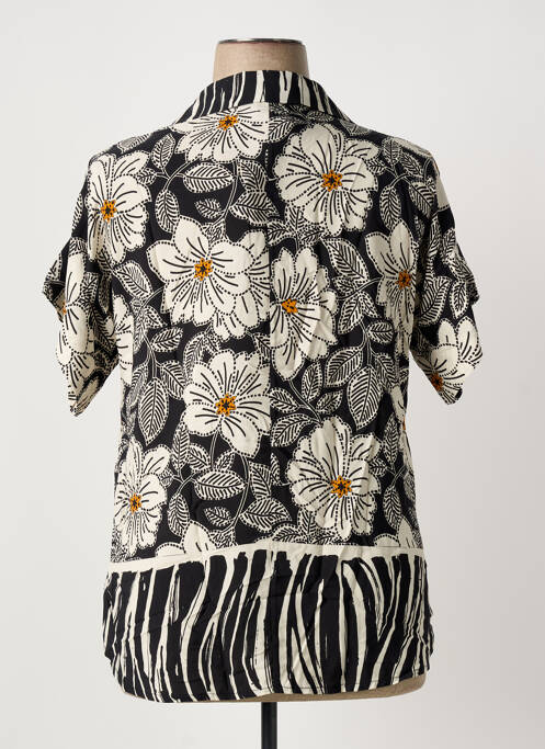 Blouse imprimé fleurs manches courtes noir COULEURS DU TEMPS femme